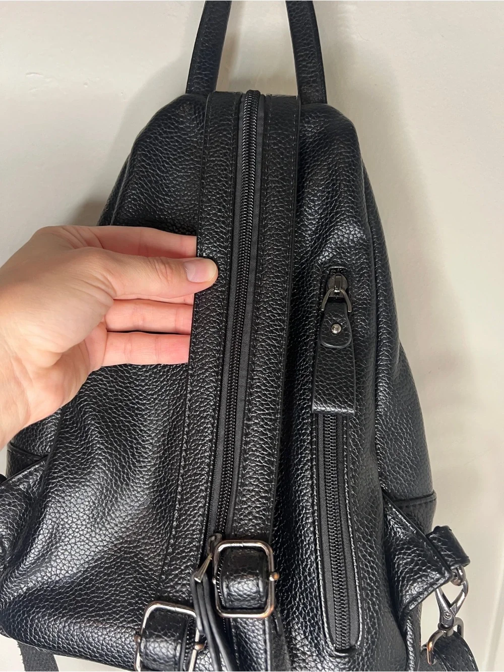 Vintage Black Leather Backpack